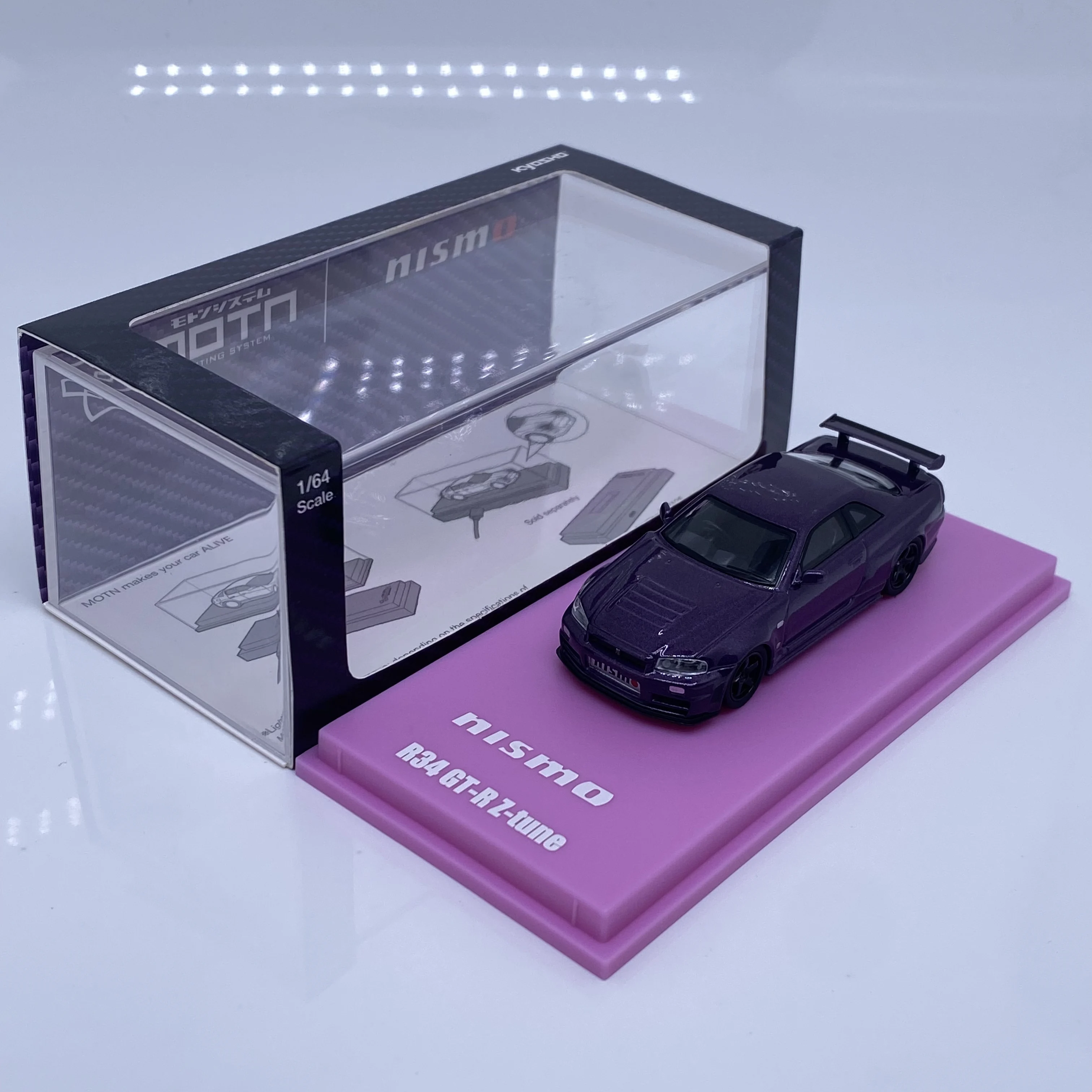 Kyosho 1:64 R34 GT-R Z-tune 2025 HEC Purple Diecast Model Car